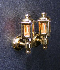 Pair of Colonial Coach Lamps in brass